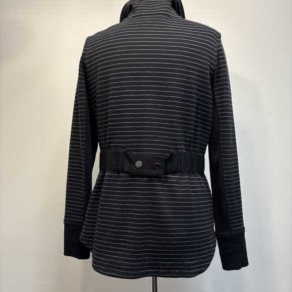 CABI Black White Stripe Metal Zip Modern Casual Minimalist Tailored Jacket M - Picture 3 of 14